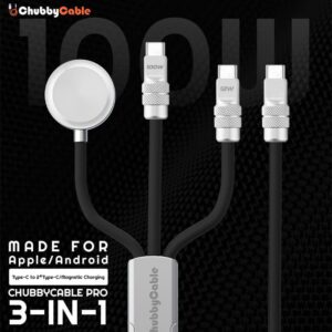 SIYT Tri-Flex — silikonski kabl za brzo punjenje 100 W, 3 u 1, sa punjačem za Apple Watch