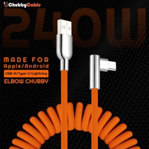 SIYT Curly — spiralni kabl 240 W sa konektorom pod uglom od 90° i ogledalskom završnom obradom